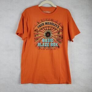 Harry Potter M Fred Weasley's Basic Blaze Box Graphic Tee Bright Orange Firework